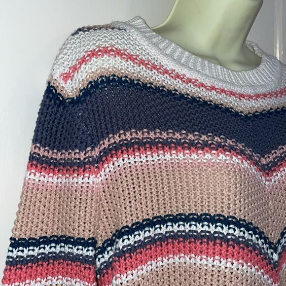 Caslon loose knit tan, pink & blue striped tunic sweater - Picture 4 of 8